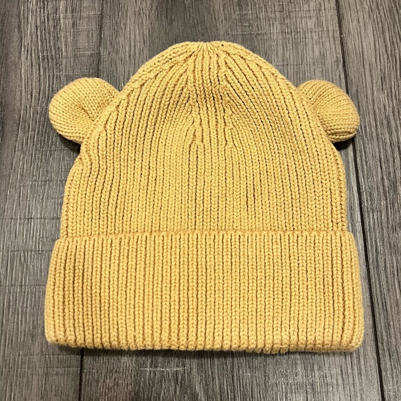 H&M Yellow Beige Rib-Knit Ears Hat Toque 18M/2T - Picture 2 of 5